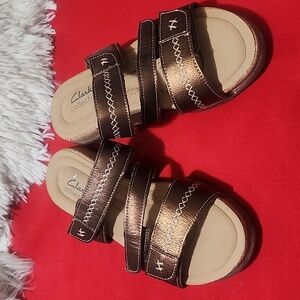 Clarks® Roseville Bay Women's Leather Slide Sandals